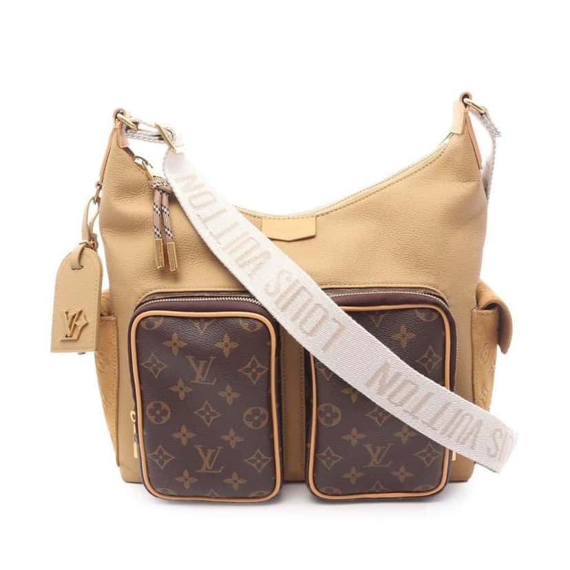 Louis Vuitton Grained Calfskin and Monogram Hobo Cargo Brown Leather Good condition - Front View