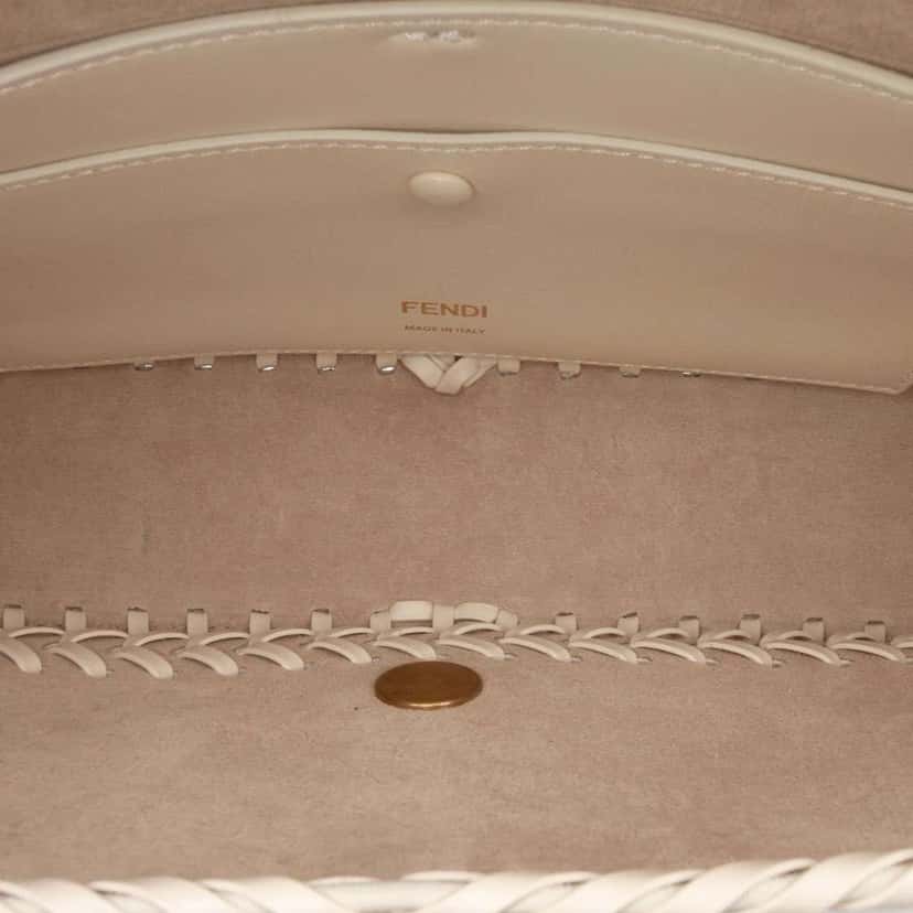 Fendi Woven Calfskin Vitello King Ceylon Baguette Satchel Brown Leather Good condition - Model View