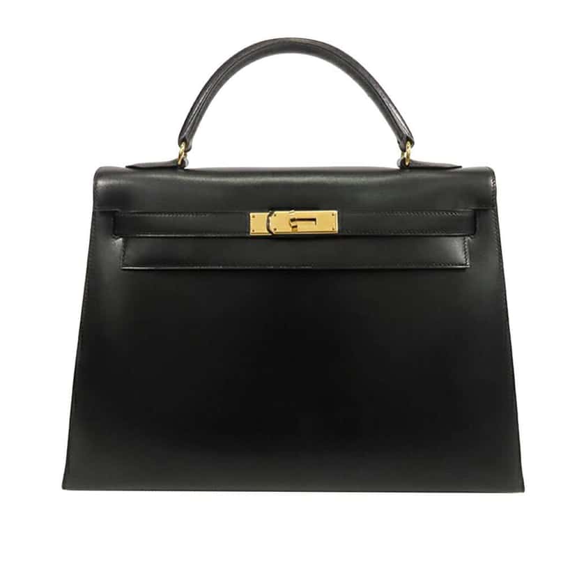 Hermès Box Calf Kelly Sellier 32 Black Leather Good condition - Front View