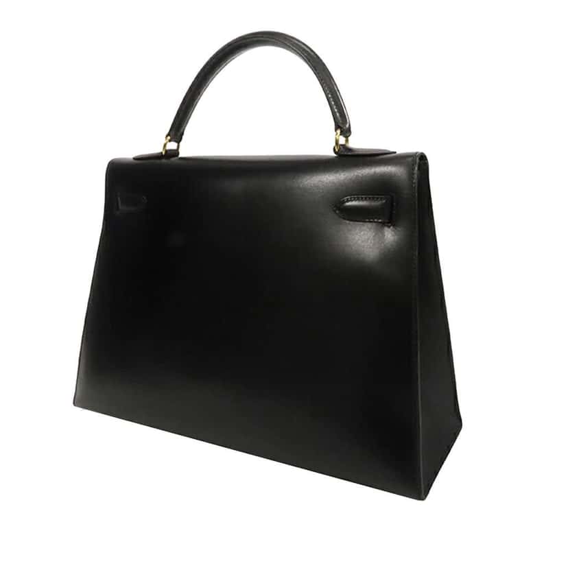 Hermès Box Calf Kelly Sellier 32 Black Leather Good condition - Back View