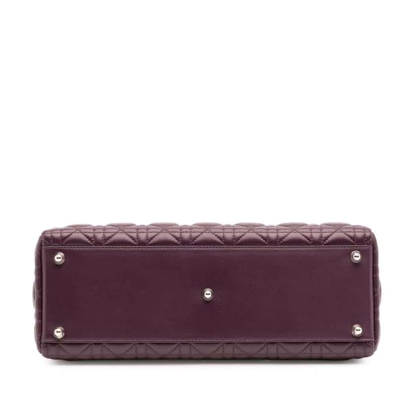 Dior Large Lambskin Cannage Lady Dior Purple Leather Good condition - Inside View