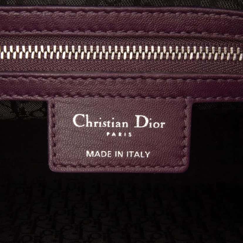 Dior Large Lambskin Cannage Lady Dior Purple Leather Good condition - Box View
