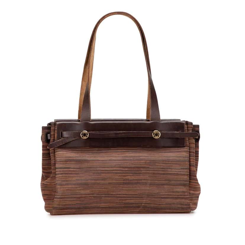 Hermès Vibrato Herbag Cabas PM Brown Leather Good condition - Front View