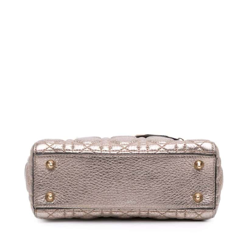 Dior Small Metallic Grained Calfskin Cannage Supple Lady Dior Gold Leather Good condition - Inside View