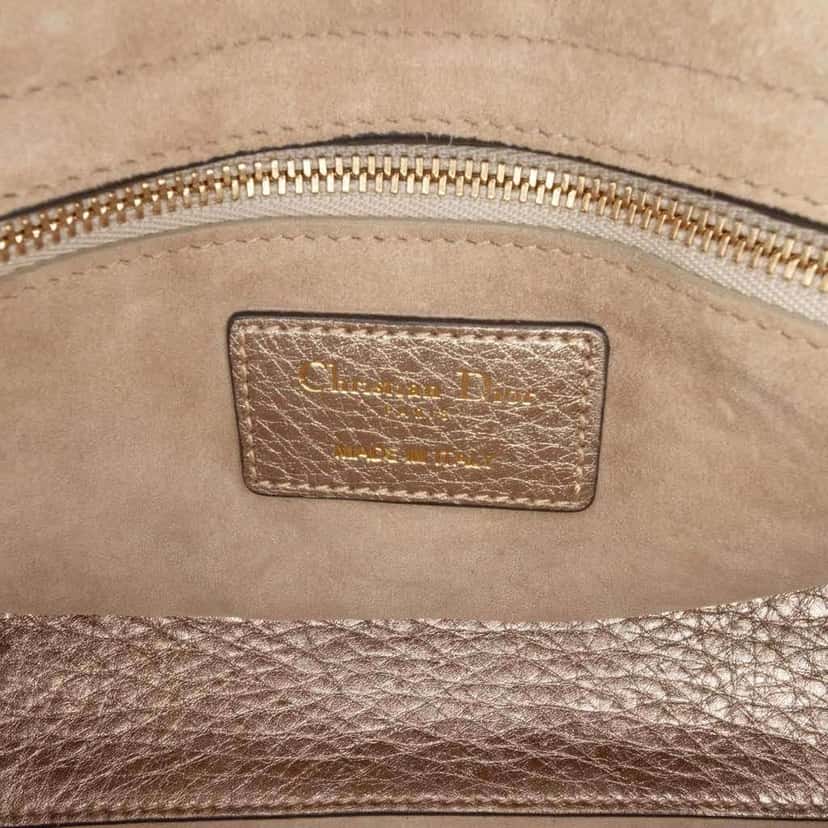 Dior Small Metallic Grained Calfskin Cannage Supple Lady Dior Gold Leather Good condition - Box View