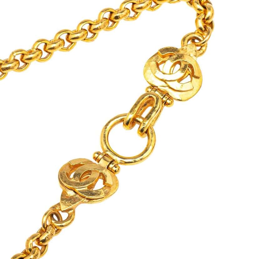 Chanel Gold Plated CC Clover Pendant Necklace Gold Metal Good condition - Inside View