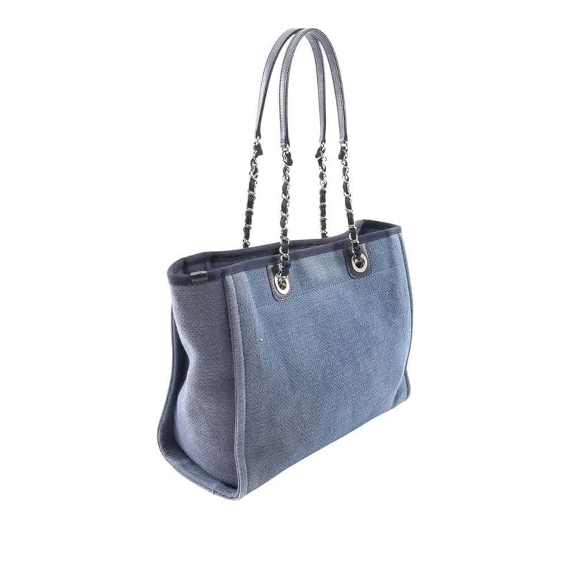Chanel Small Canvas Deauville Tote Blue Canvas Good condition - Back View
