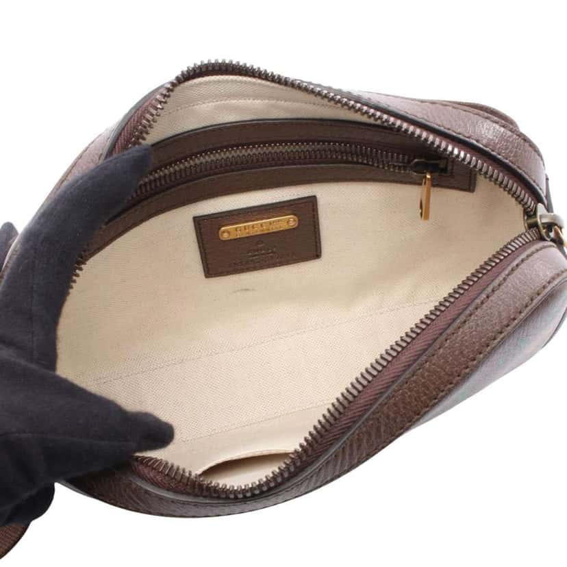 Gucci 100th Anniversary Textured Dollar Calfskin Logo Belt Bag Brown Leather Good condition - Inside View
