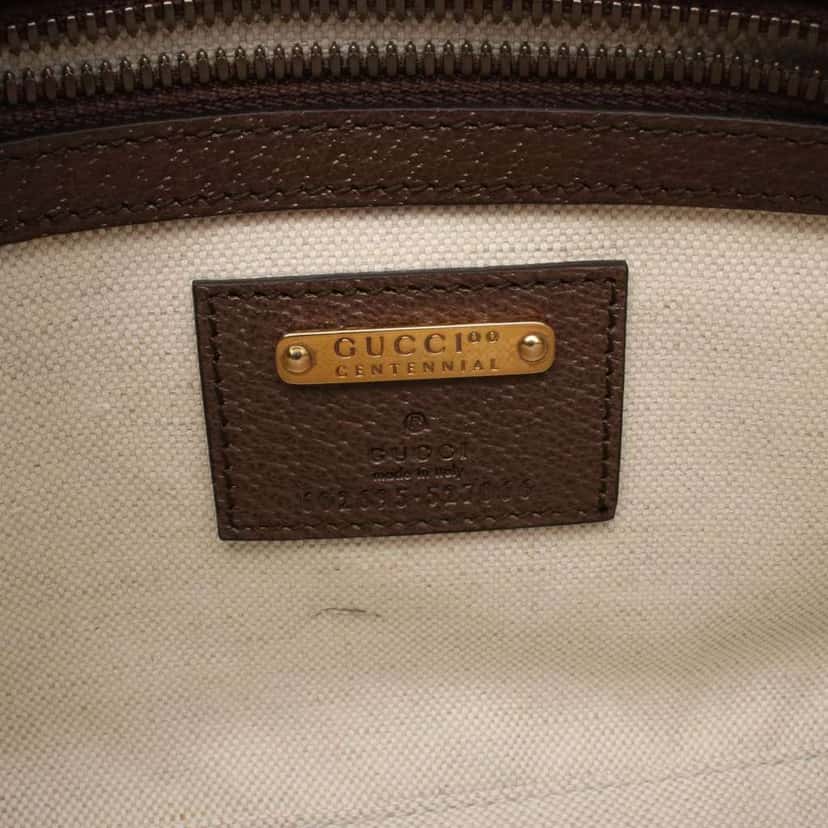 Gucci 100th Anniversary Textured Dollar Calfskin Logo Belt Bag Brown Leather Good condition - Model View