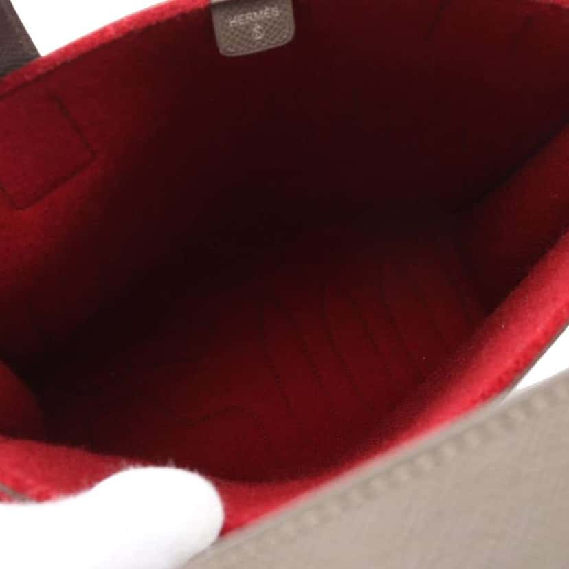 Hermès Epsom and Felt Petit H Skeleton Vertical Tote PM Grey Leather Good condition - Inside View