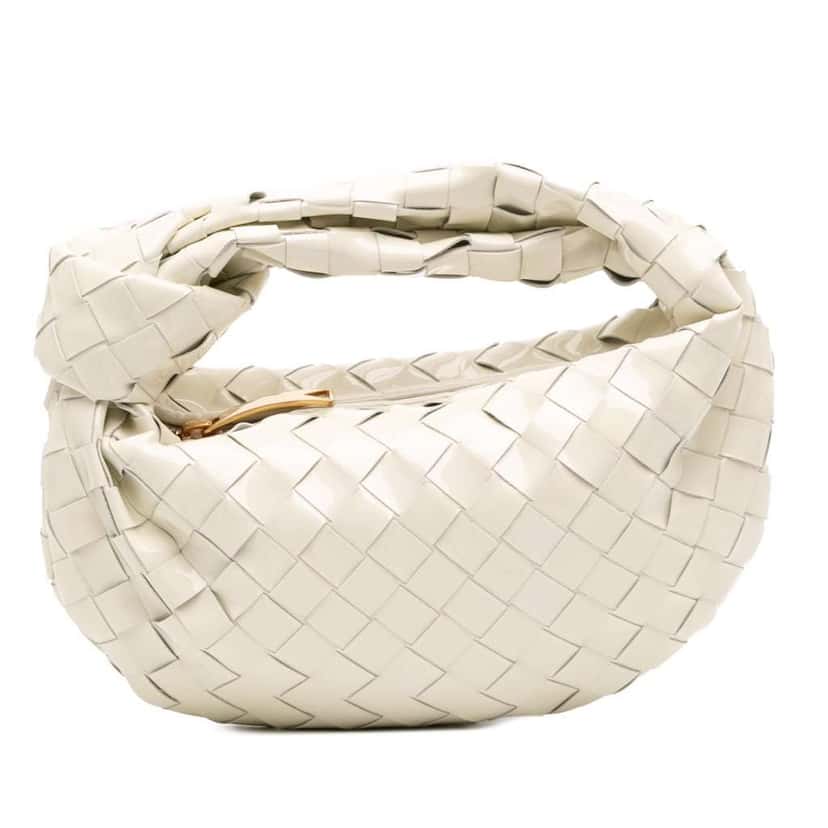 Bottega Veneta Mini Patent Intrecciato Jodie White Leather Good condition - Front View