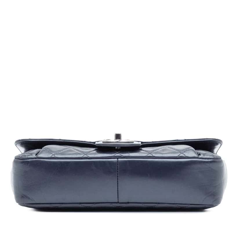 Chanel Quilted Glazed Calfskin Coco Pleats Flap Blue Leather Good condition - Inside View
