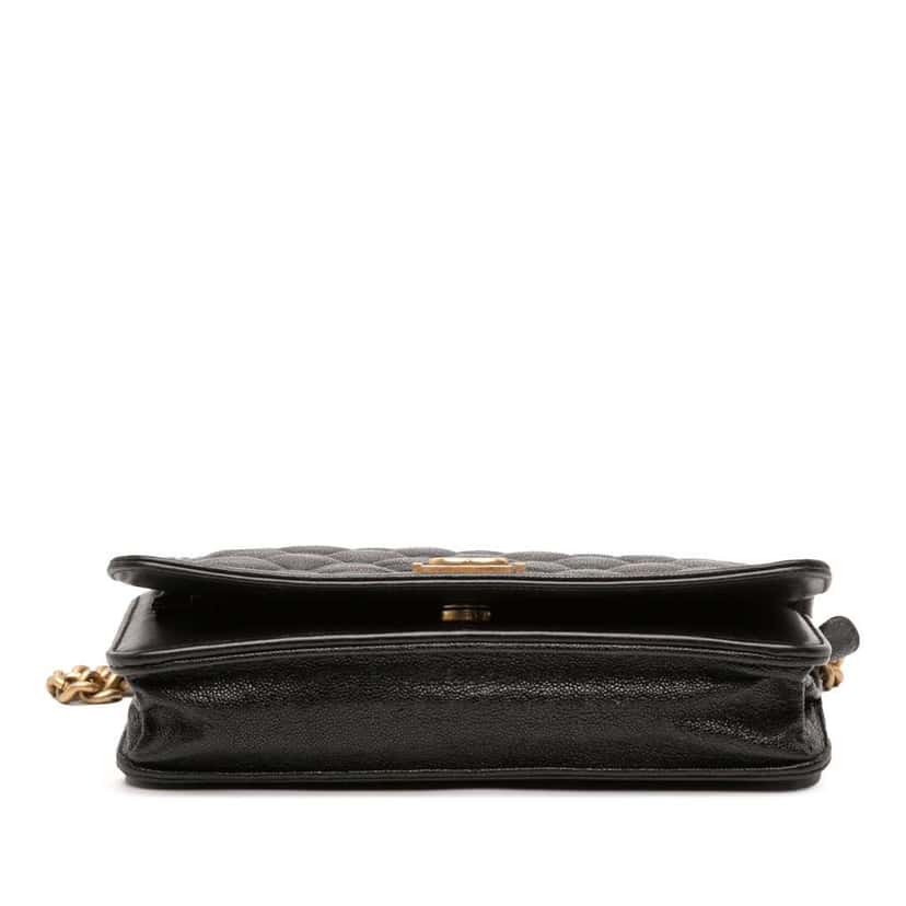 Chanel Quilted Caviar Boy Wallet on Chain Black Leather Good condition - Inside View
