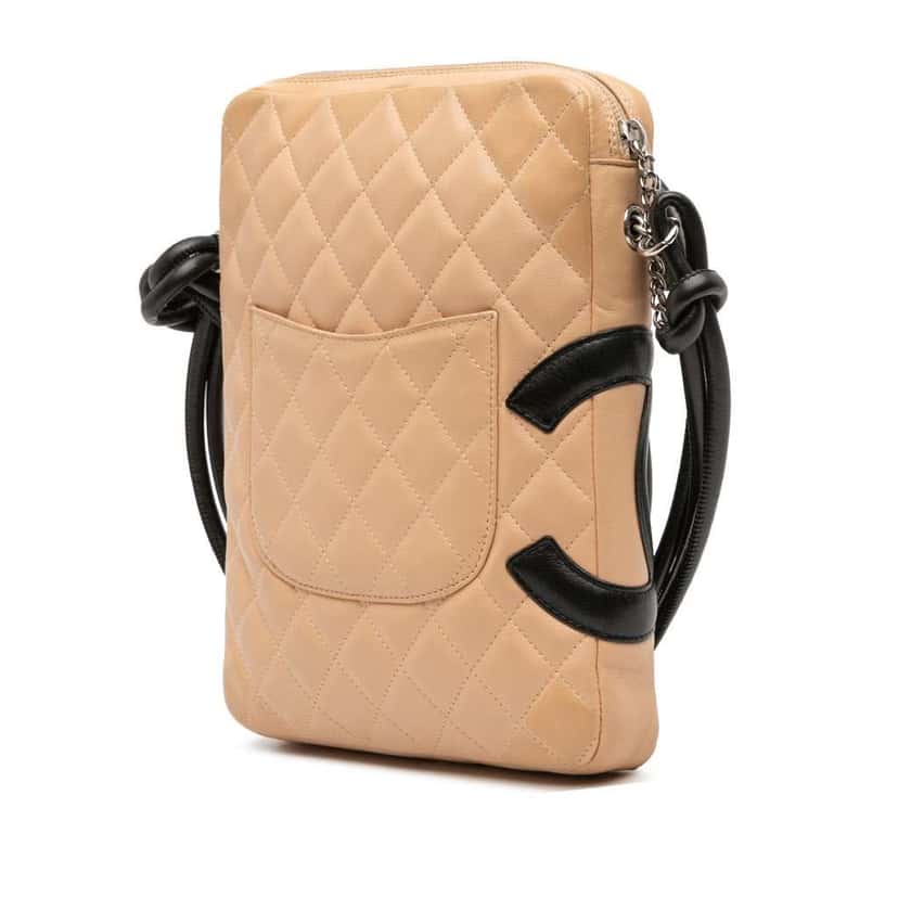 Chanel Lambskin Cambon Ligne Crossbody Brown Leather Good condition - Back View