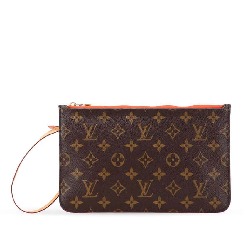 Louis Vuitton Monogram Neverfull Pouch Brown Canvas Good condition - Front View