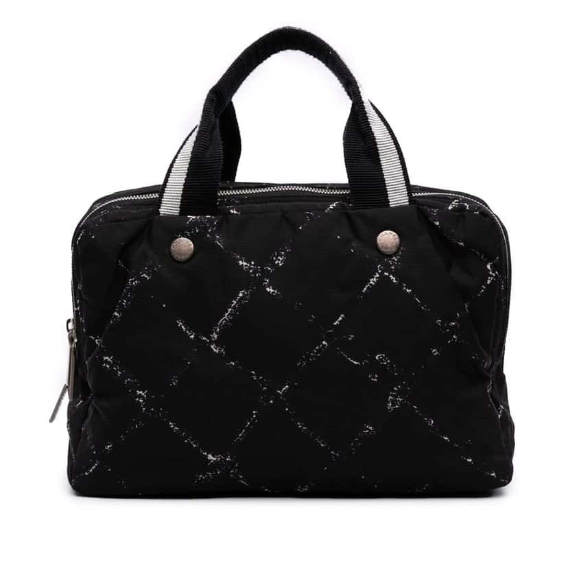 Chanel Old Travel Line Nylon Handbag Black Good condition - Front View
