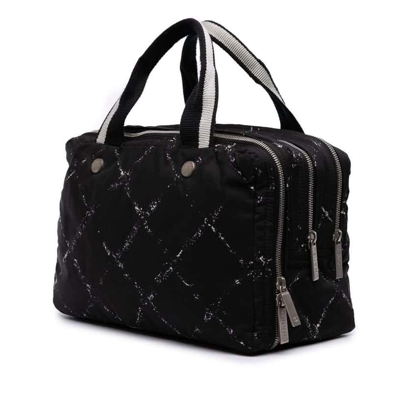 Chanel Old Travel Line Nylon Handbag Black Good condition - Back View