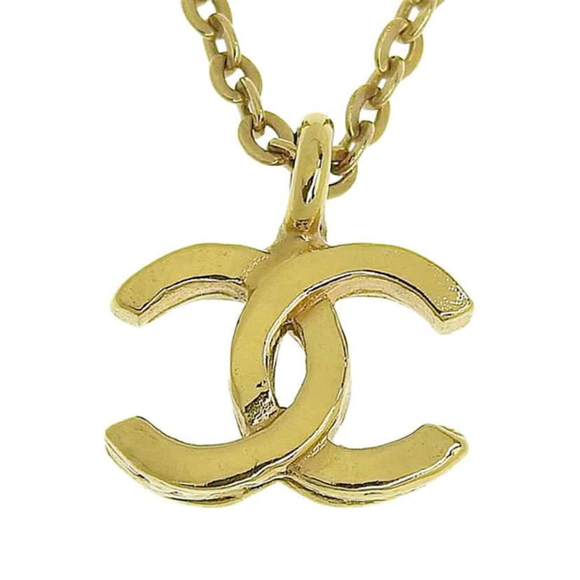 Chanel Gold Plated CC Pendant Chain Necklace Gold Metal Good condition - Front View
