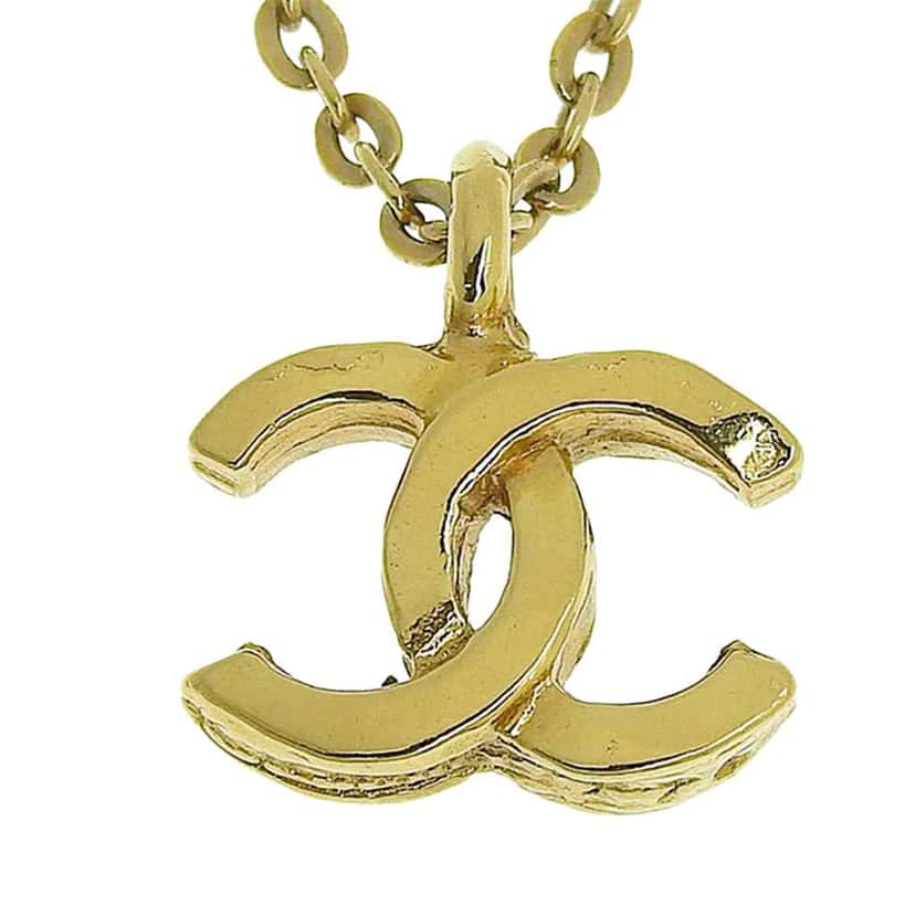Chanel Gold Plated CC Pendant Chain Necklace Gold Metal Good condition - Back View
