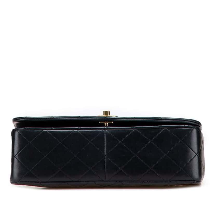 Chanel CC Quilted Lambskin Full Single Flap Black Leather Good condition - Inside View