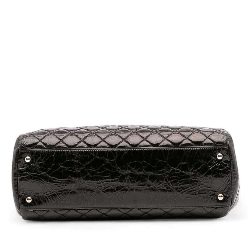 Chanel Large Aged Calfskin Just Mademoiselle Bowling Bag Black Leather Good condition - Inside View