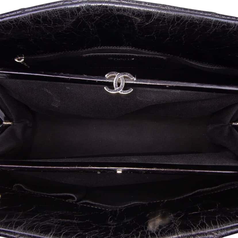 Chanel Large Aged Calfskin Just Mademoiselle Bowling Bag Black Leather Good condition - Model View