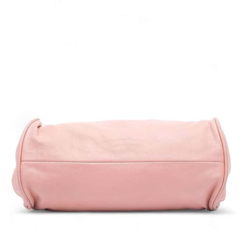 Chanel Lambskin Camellia Top Handle Frame Bag Pink Leather Good condition - Inside View