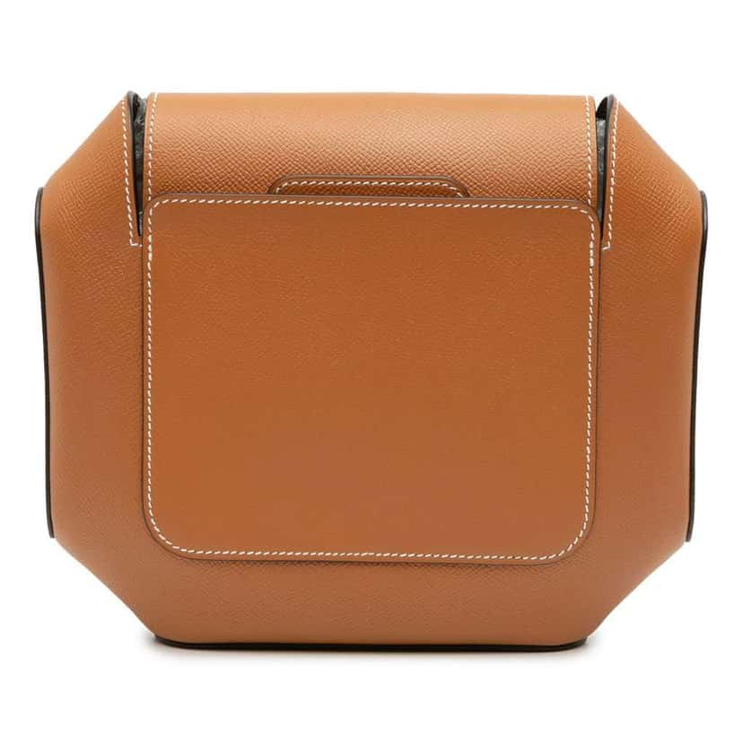 Hermès Epsom Octogone Clutch Brown Leather Good condition - Front View