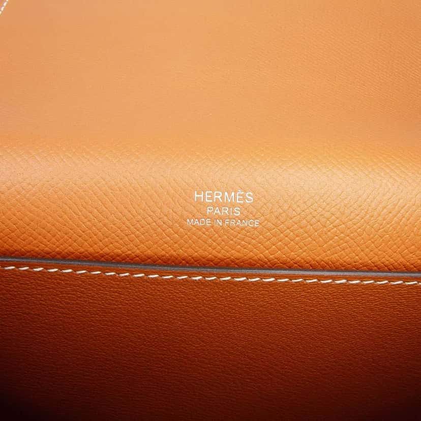 Hermès Epsom Octogone Clutch Brown Leather Good condition - Box View
