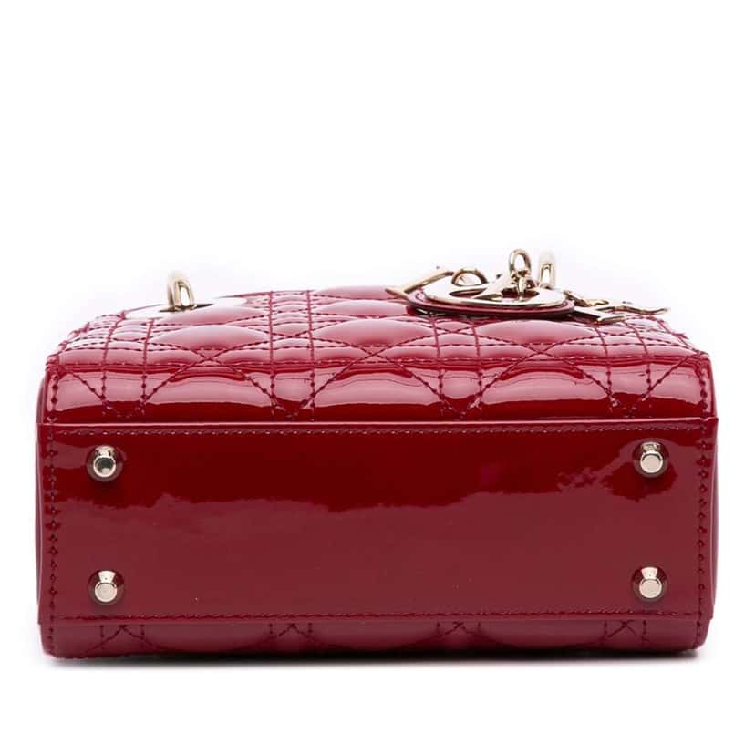 Dior Mini Patent Cannage Lady Dior Red Leather Good condition - Inside View