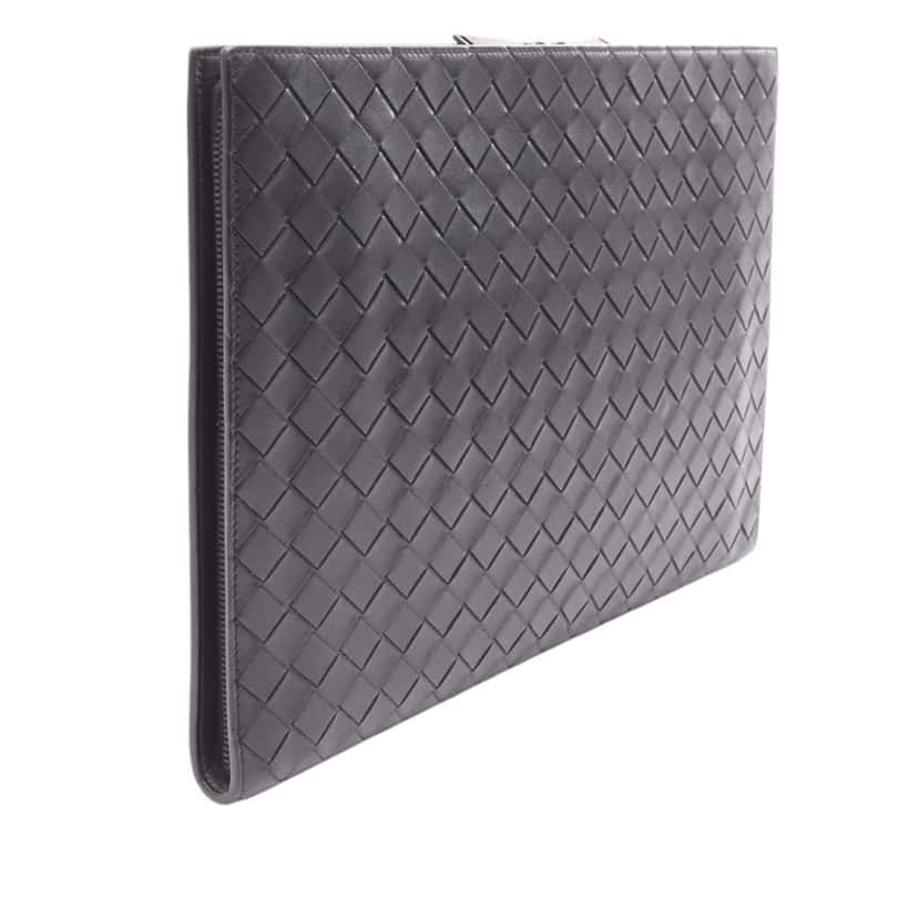 Bottega Veneta Medium Calfskin Intrecciato Document Case Black Leather Good condition - Back View