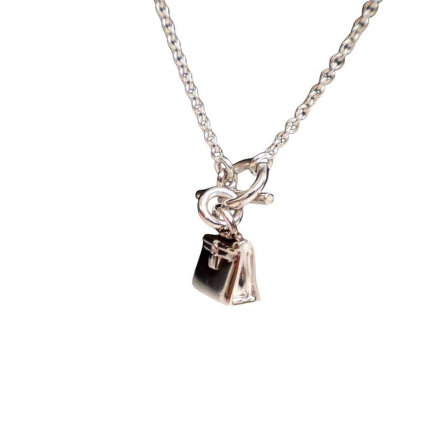Hermès Sterling Silver Amulettes Kelly Pendant Necklace Silver Silver Good condition - Back View