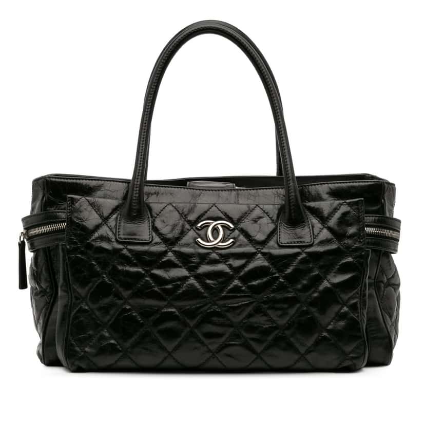 Chanel Medium Quilted Glazed Calfskin Executive Tote Black Leather Good condition - Front View