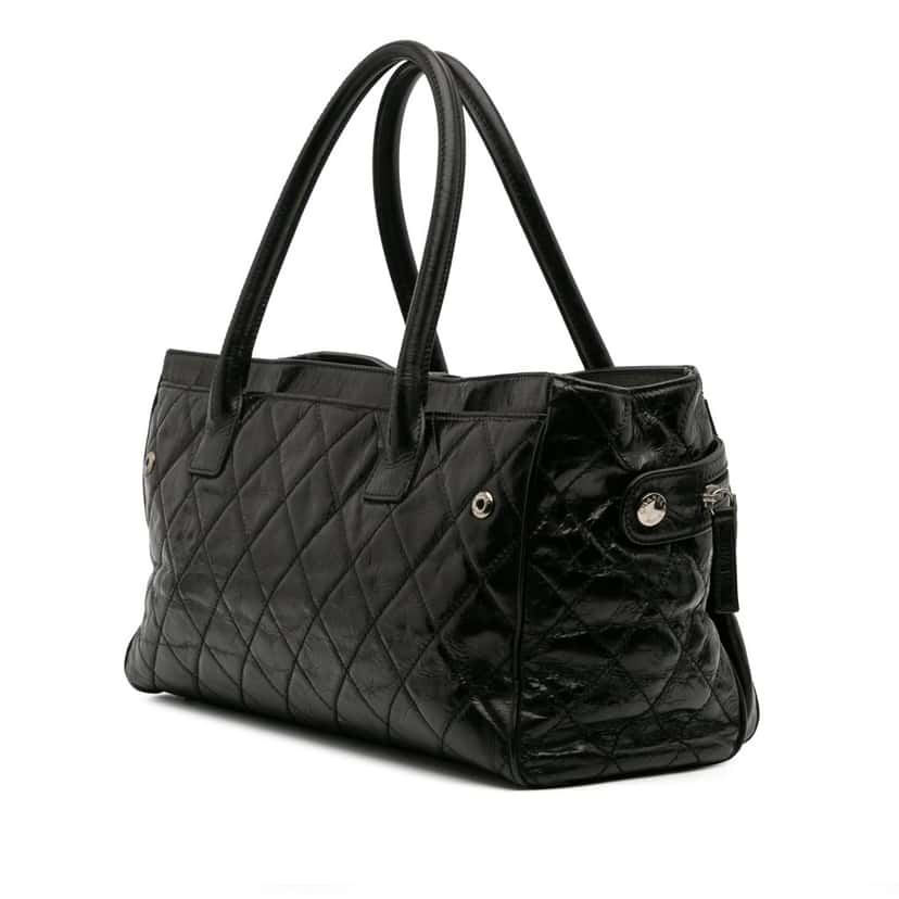 Chanel Medium Quilted Glazed Calfskin Executive Tote Black Leather Good condition - Back View