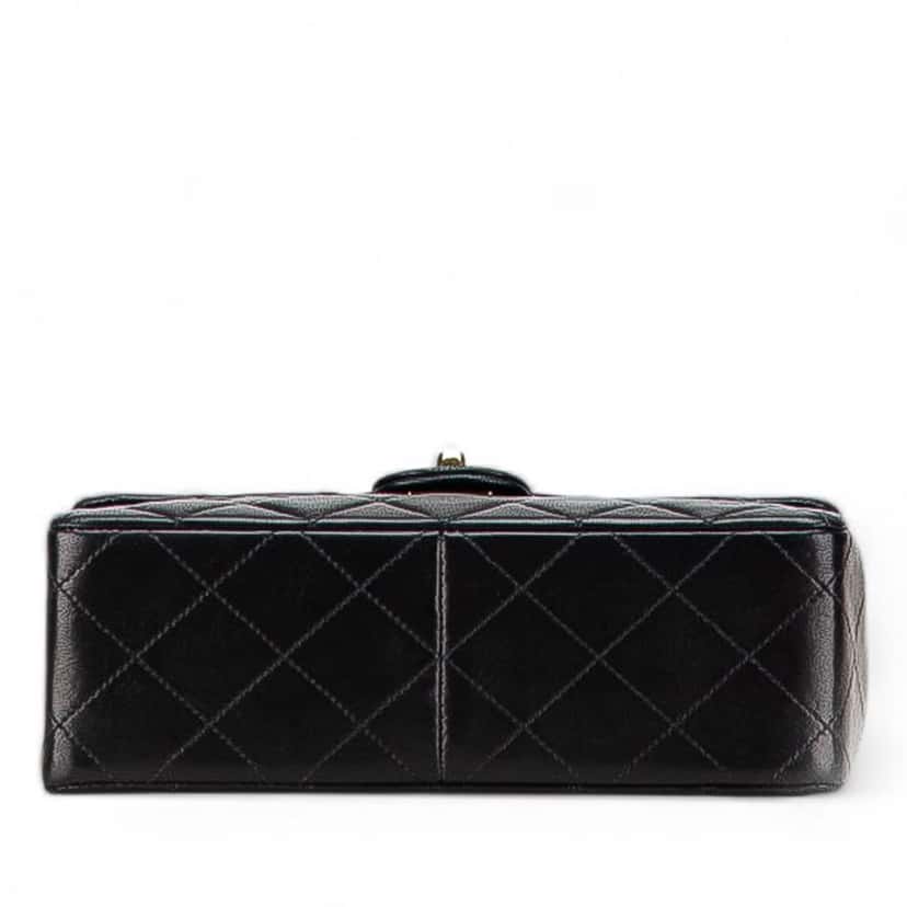 Chanel Square Quilted Lambskin Single Flap Black Leather Good condition - Inside View