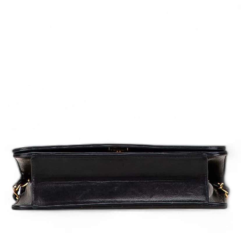 Chanel CC Quilted Lambskin Full Single Flap Black Leather Good condition - Inside View