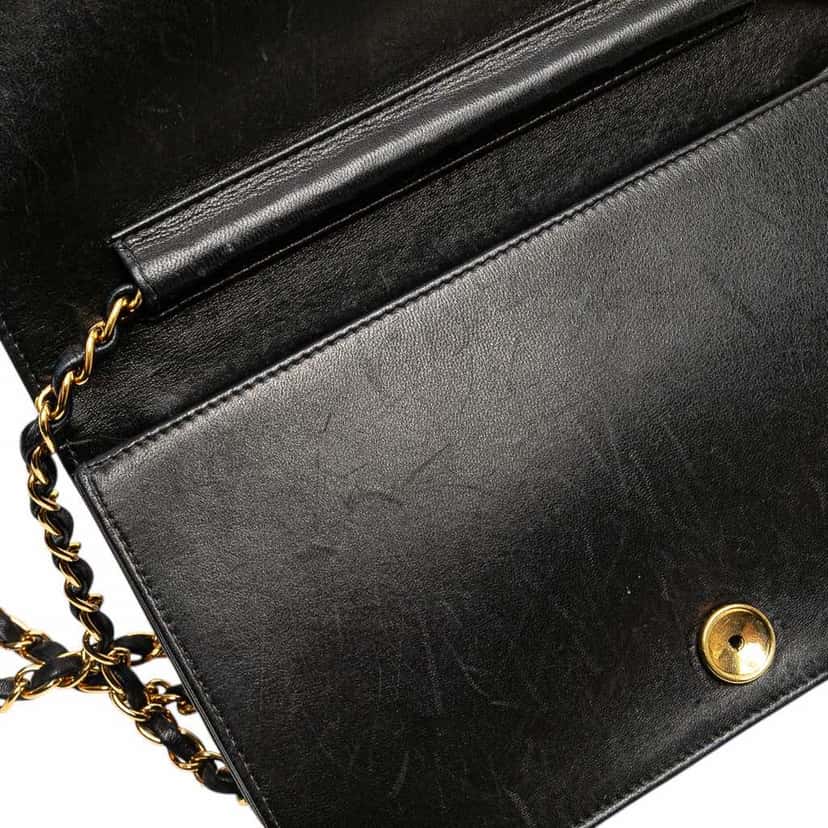 Chanel CC Quilted Lambskin Full Single Flap Black Leather Good condition - Box View