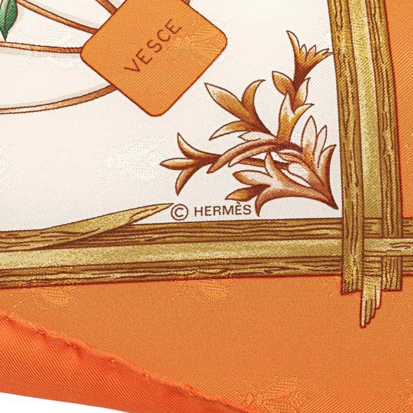 Hermès Herbier de Gavarnie Silk Scarf White Silk Good condition - Box View