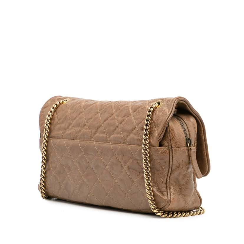 Chanel Large Quilted Caviar Shiva Flap Brown Leather Good condition - Back View