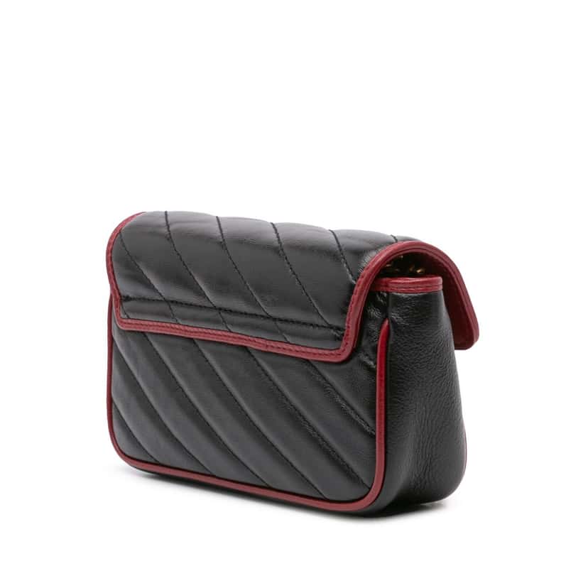 Gucci Super Mini GG Marmont Matelasse Leather Torchon Flap Crossbody Black Leather Good condition - Back View