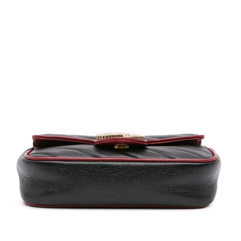 Gucci Super Mini GG Marmont Matelasse Leather Torchon Flap Crossbody Black Leather Good condition - Inside View