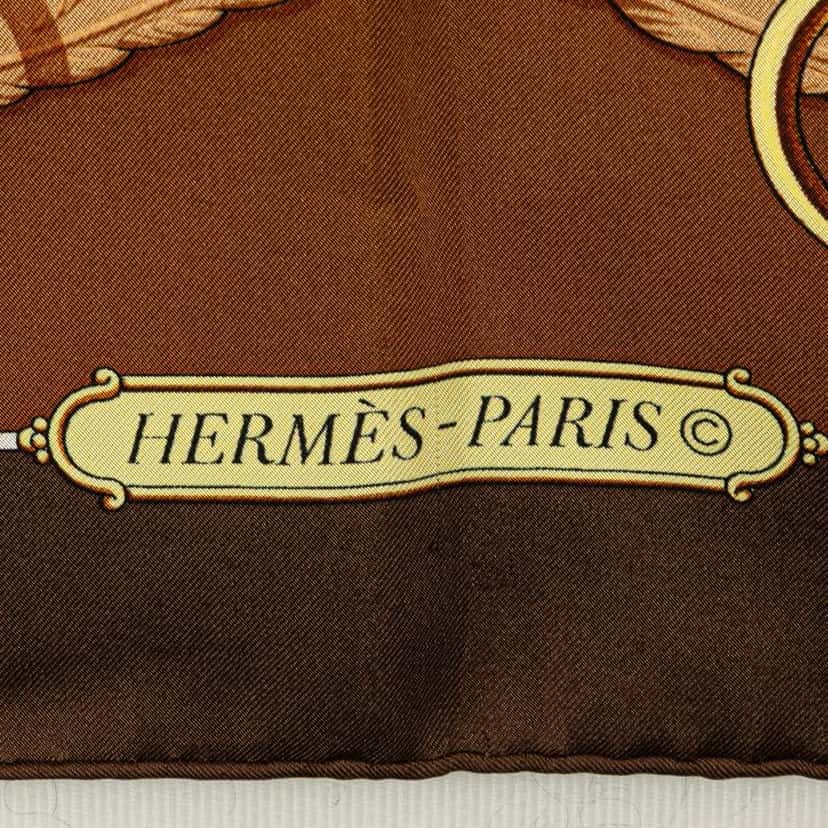 Hermès Lift Profile Silk Scarf Brown Silk Good condition - Back View