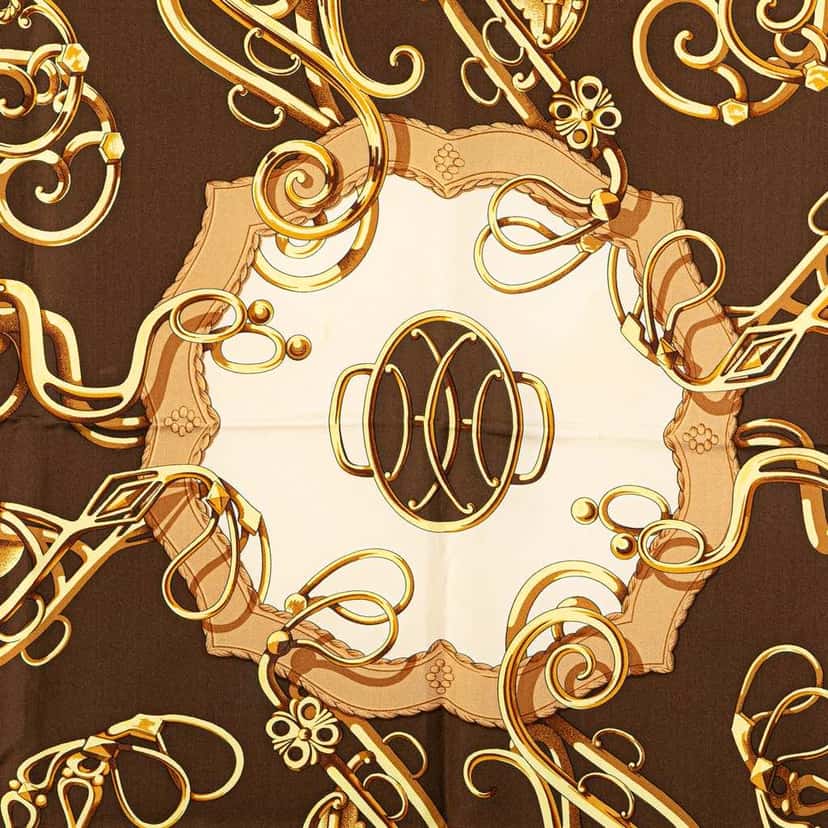 Hermès Lift Profile Silk Scarf Brown Silk Good condition - Model View