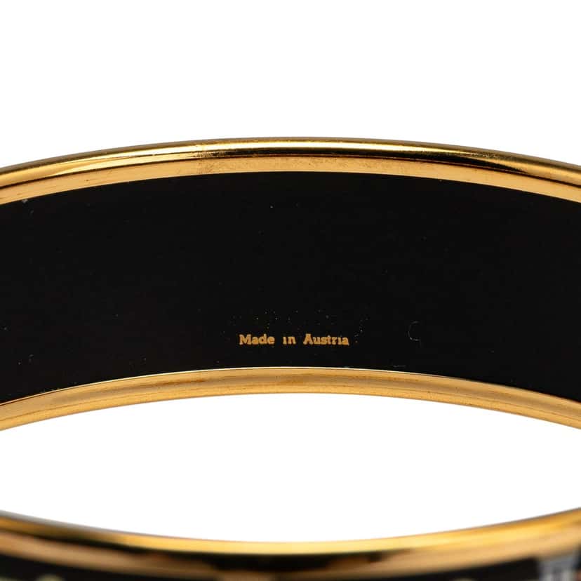 Hermès Wide Enamel Printed Bangle Black Good condition - Box View