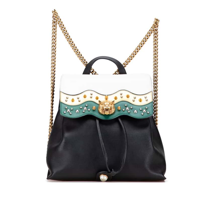 Gucci Leather Studded Animalier Malin Backpack Black Leather Good condition - Front View