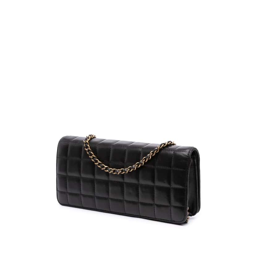 Chanel Paris Byzance Lambskin Jeweled Evening Clutch with Chain Black Leather Good condition - Back View