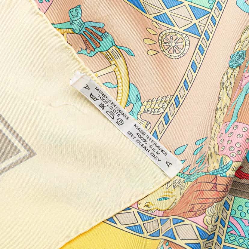 Hermès Le Tarot Silk Scarf Yellow Silk Good condition - Model View