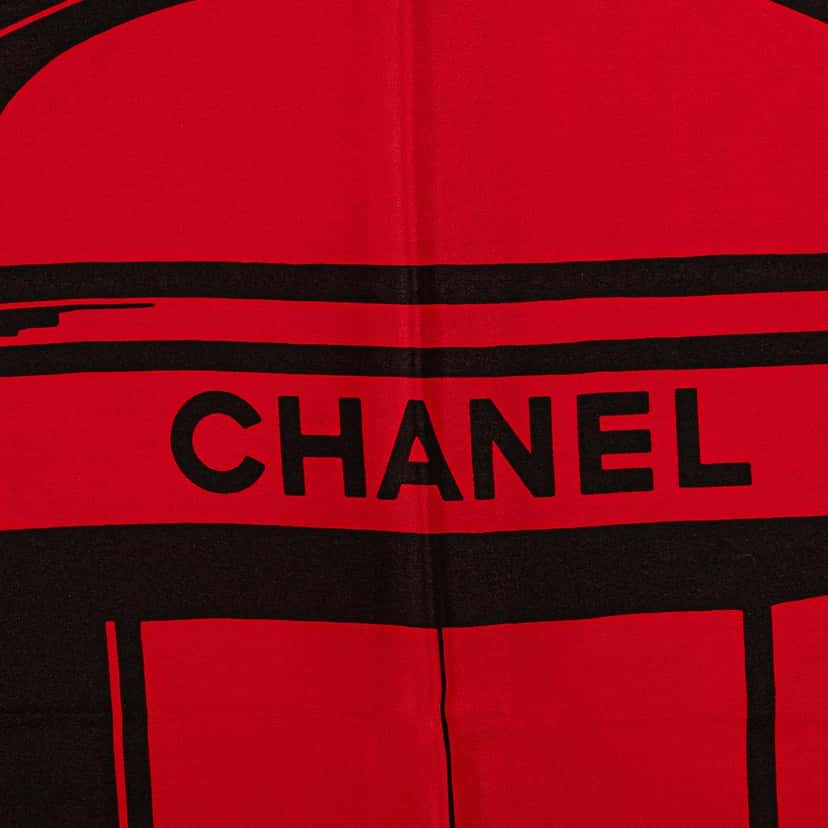 Chanel Door of Rue Cambon Silk Scarf Red Silk Good condition - Box View