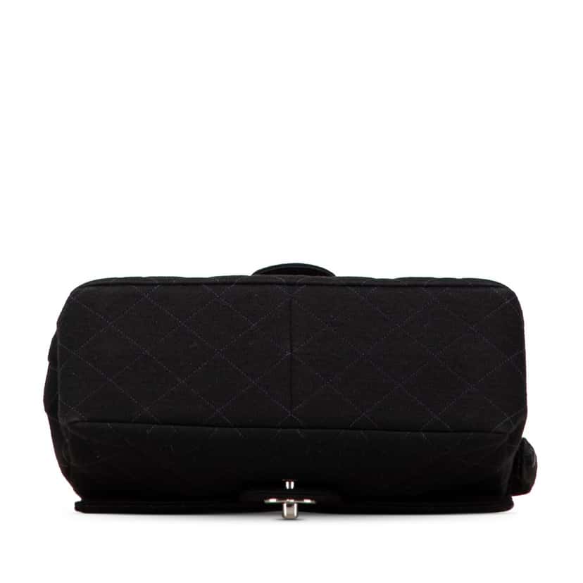Chanel Medium CC Quilted Jersey Double Sided Flap Black Cotton Good condition - Inside View