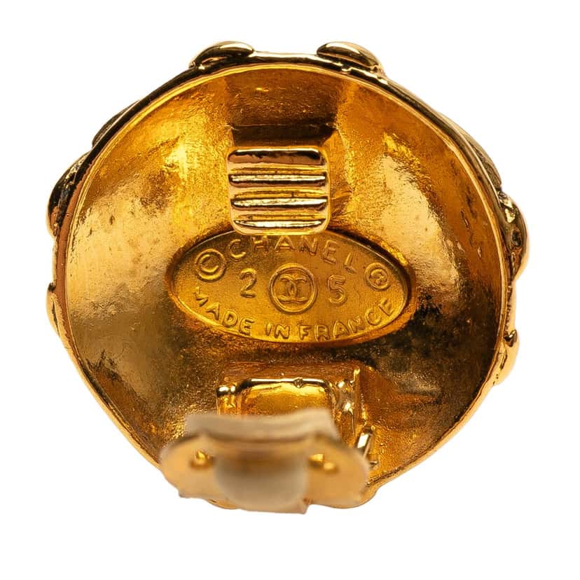 Chanel Gold Plated CC Round Clip On Earrings Gold Metal Good condition - Inside View